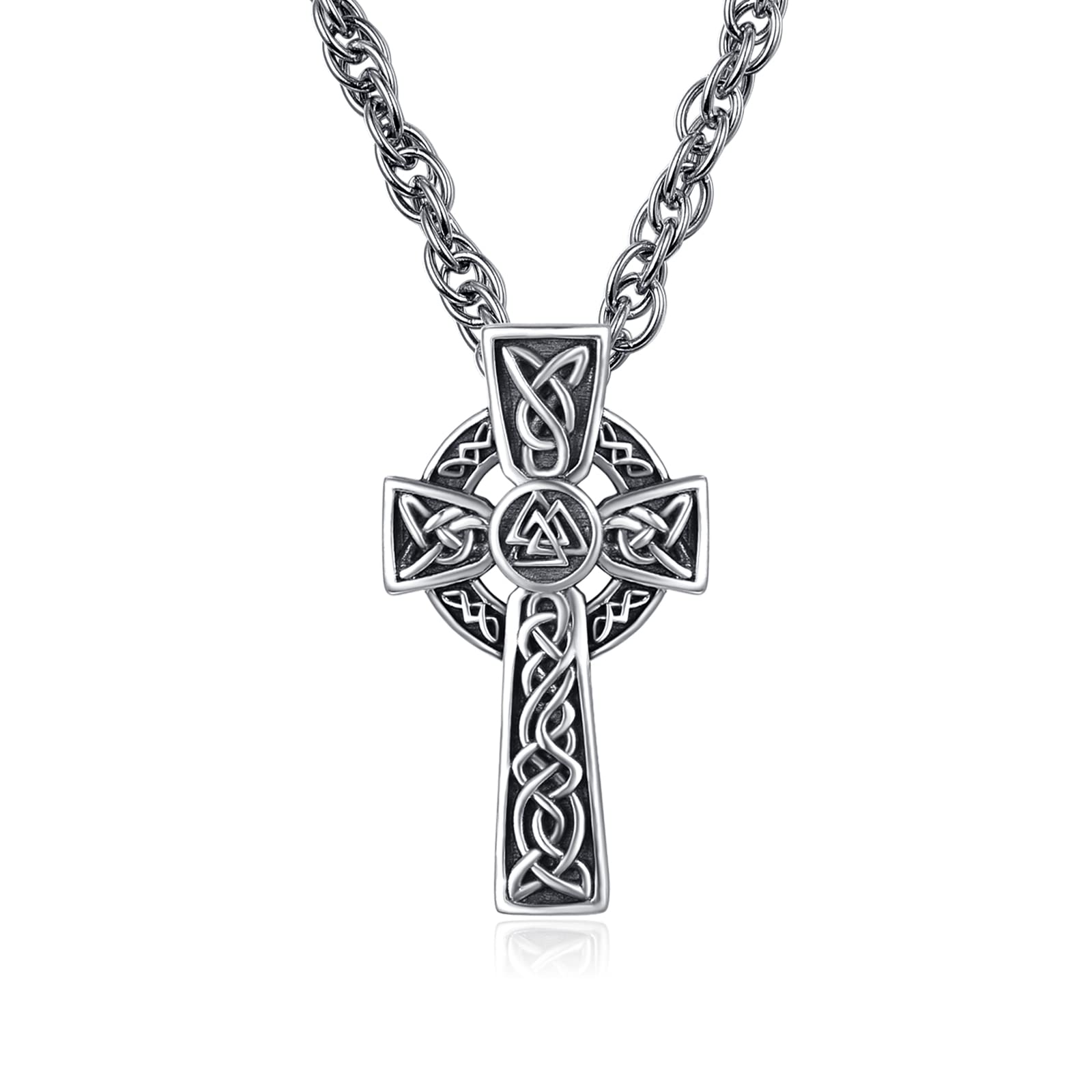 Silver Cross Necklace 925 Sterling Silver Crucifix Faith Celtic Knot Pendant Necklace for Women Girls Christian Religious Jewellery Necklace Birthday