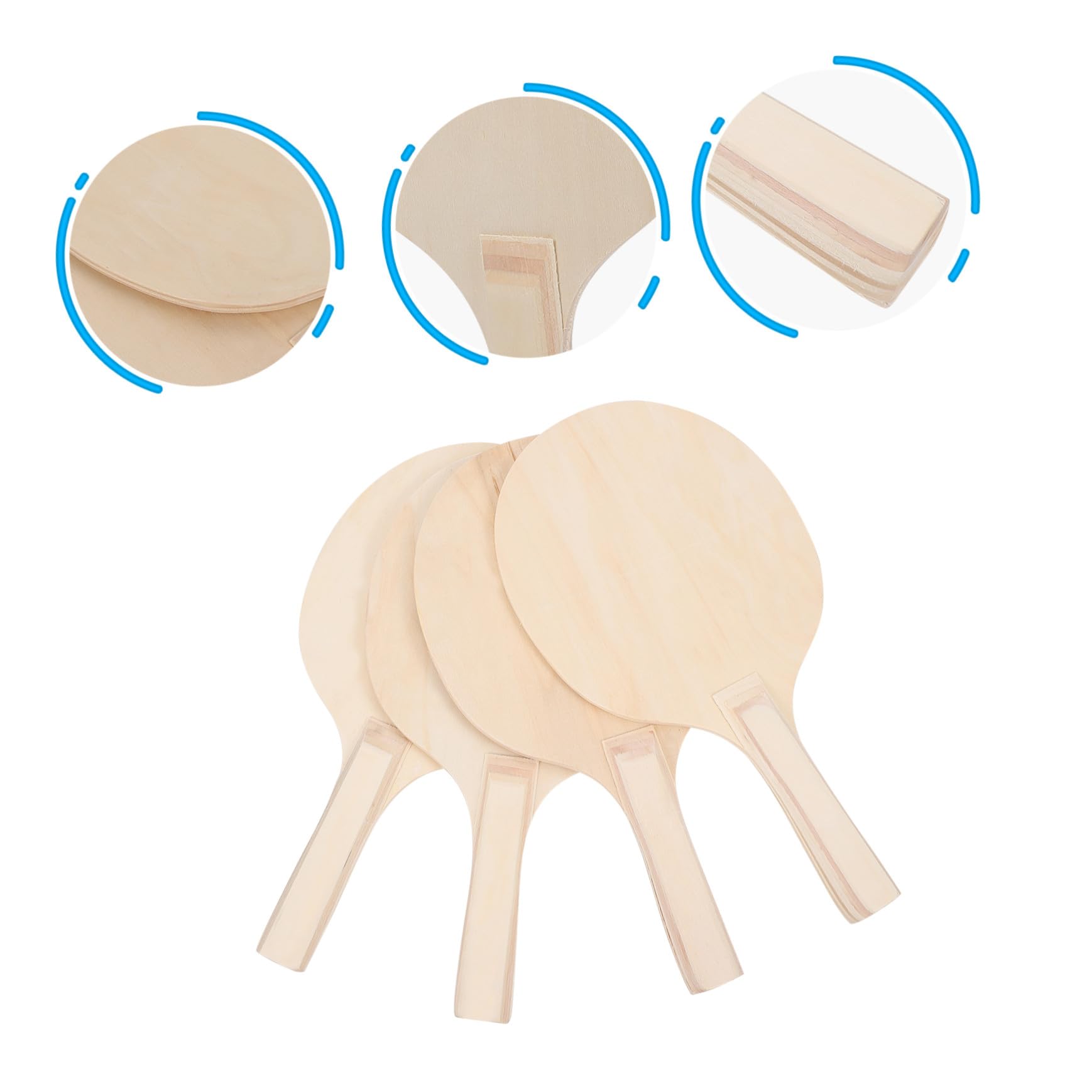 Set di Racchette da Tavolo 4 Pezzi in Legno Marrone per Vacanze Estive | Controllo Stabile della Palla, senza Bave e Leggero, Portatile, per Intrattenimento tra Tutte le Età