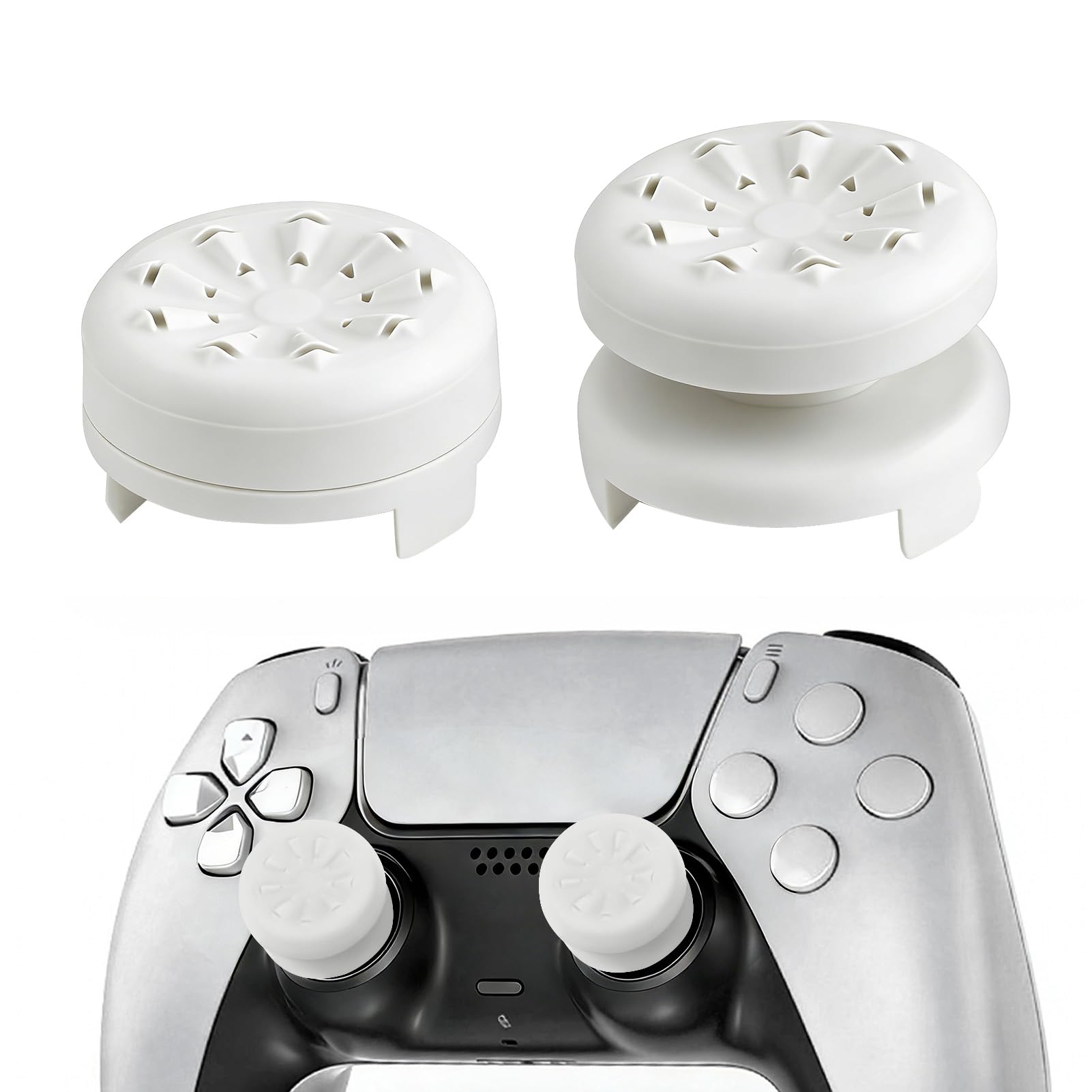 2PCS Thumb Grip Joystick Caps for PS5/PS4 Controller, Silicone Thumb Cap 1 High-Rise 1 Mid-Rise Non Slip Rubber Textured Grip Design to Help with Aim Control Accuracy Compatible with PS5 PS4 (Black) — view 8
