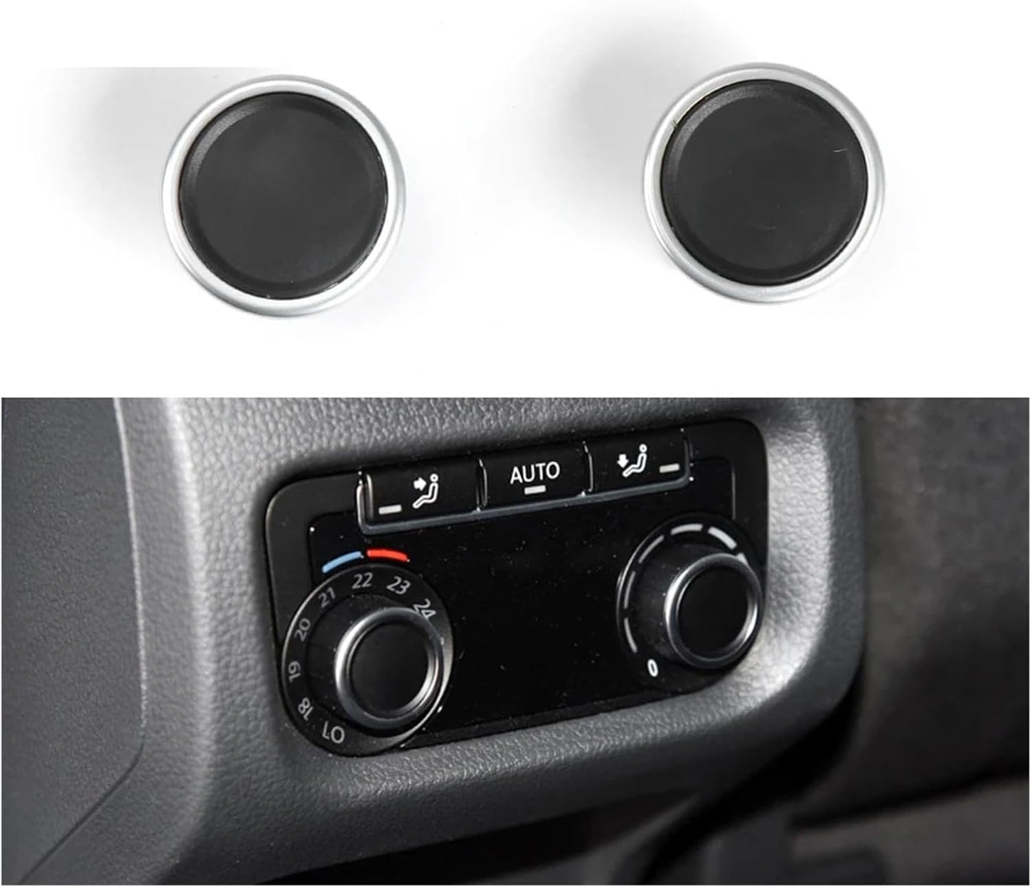 Car Rear Air Conditioner Rotation Climate Control Knob Button Cover Rear A/C Panel Decorative Cover Plating Ring(Two pcs)