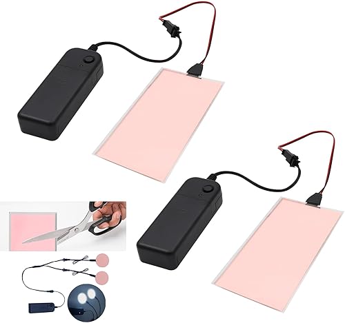 2PCS 4.7 * 2.0 in EL Panel de luz electroluminiscente Hoja de luz Decoración Luz Lámpara Hoja de neón con inversor de batería (blanco)