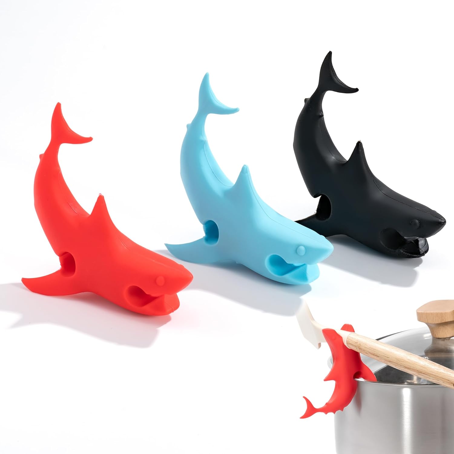 Li&Zhao Funny Silicone Spoon Rest - 3 PCS Shark Spoon Rest for Stove Top Utensil Rest Kitchen Spoon Holder for Stove Organizer Cooking Gifts Kitchen Gifts 2026