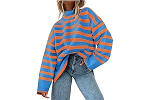 Striped Turtleneck Sweaters: A Cozy Fusion of Blue and Orange Hues