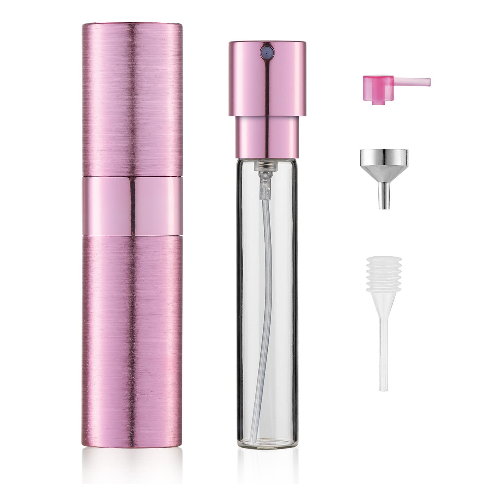 Lisapack8ML Brushed Atomizer Perfume Spray Bottle for Travel, Empty Refillable Cologne Dispenser, Portable Sprayer (Pink)