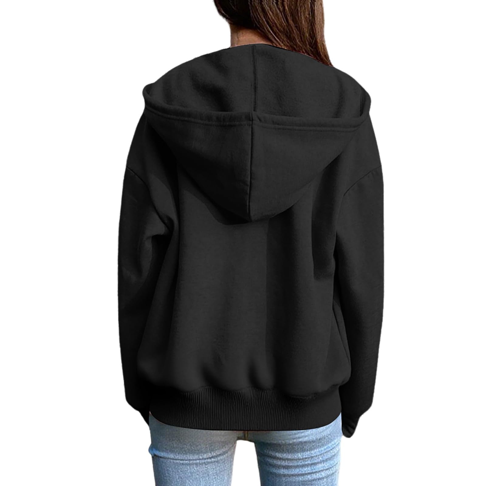Générique Sweats à Capuche Femme Zippé Veste Hoodie Surdimensionné à Manches Longues Surdimensionné avec Poche Décontracté Ample Chic et Elegant Oversize Sweatshirts Manteau Streetwear Automne Hiver
