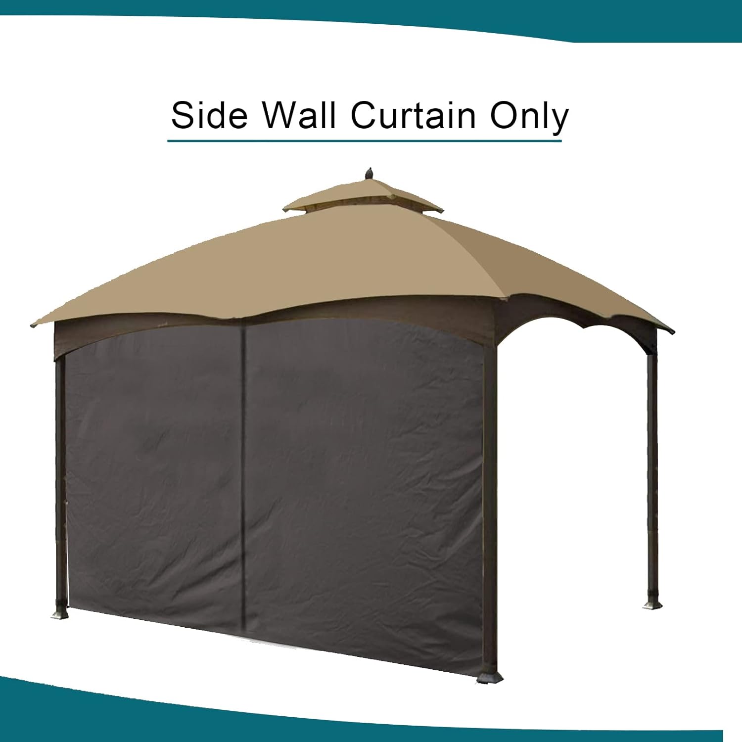 Gazebo Universal Replacement Privacy Curtain - Wonwon Privacy Panel Canopy Side Wall with Zipper for 10' x 10' Outdoor Gazebo (Brown)