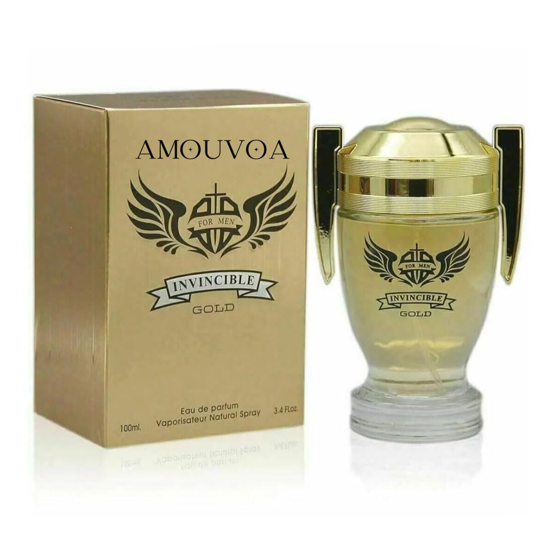 AMOUVOA Invincible 4-Pc Set Cologne for Men Classic Collection Bottles, Eau de Parfum Natural Spray - Fresh Aqua Scent - Gift for Holiday (Pack of 4) Each 3.4 Fl Oz, Total 13.60 Oz