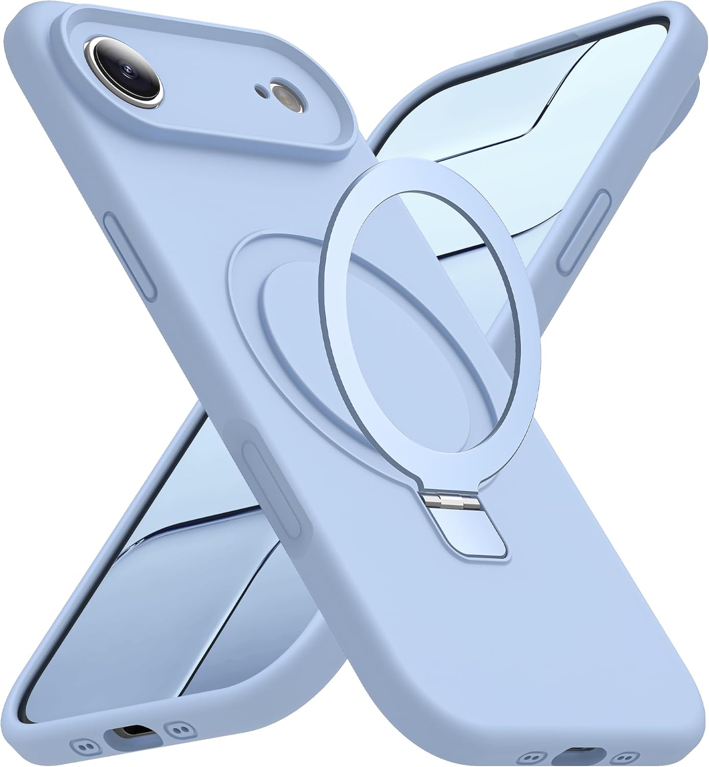 Compatible with iPhone 17 Air Case with Magnetic Invisible Stand Compatible with Mag-Safe Military Drop Tested Shockproof Silicone iPhone 17 Air Phone Cases for Women Men 6.6",Blue