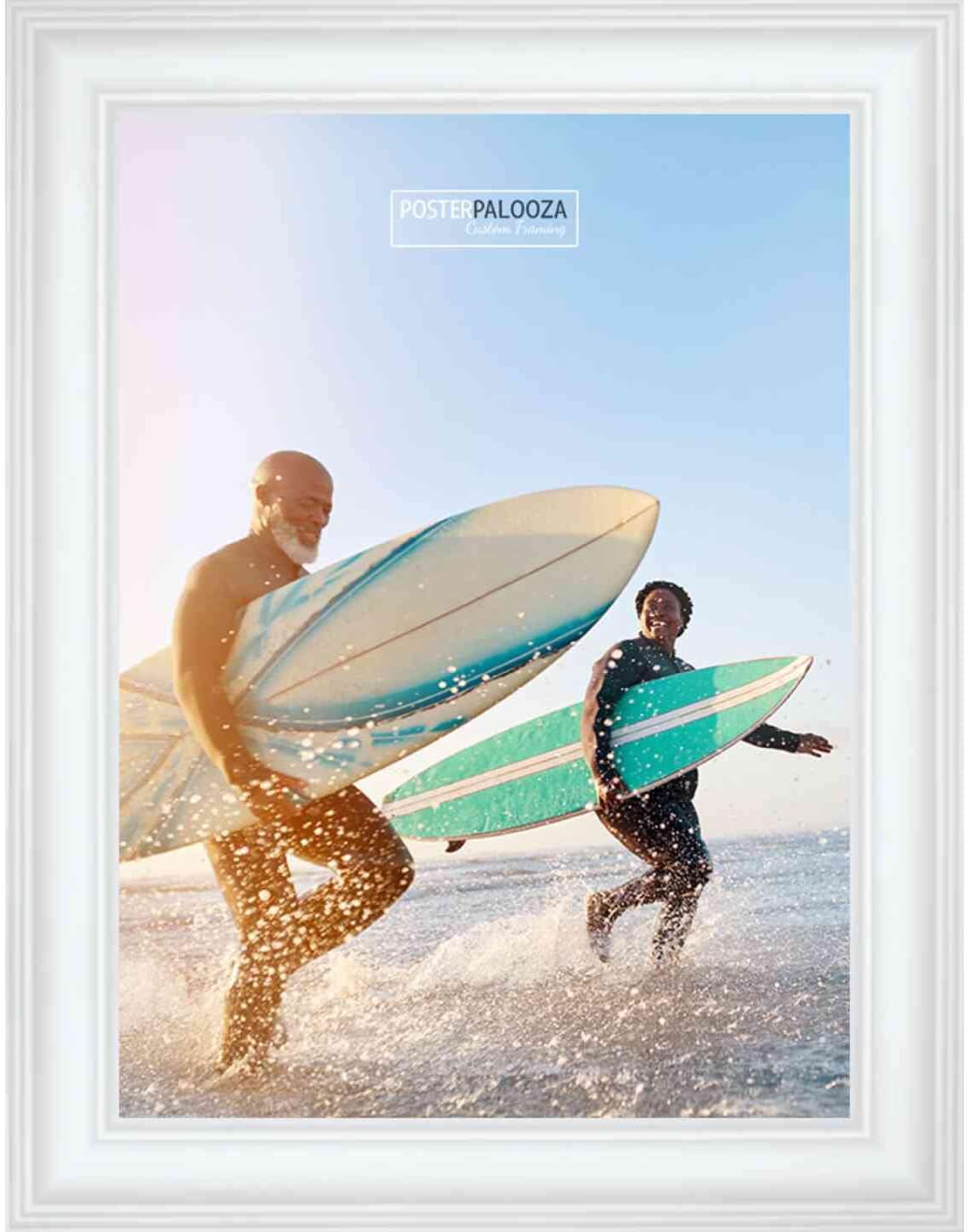 Poster Palooza 26x38 Contemporary White Complete Wood Picture Frame with UV Acrylic Plexiglass, Foam Board Backing & Hardware Included