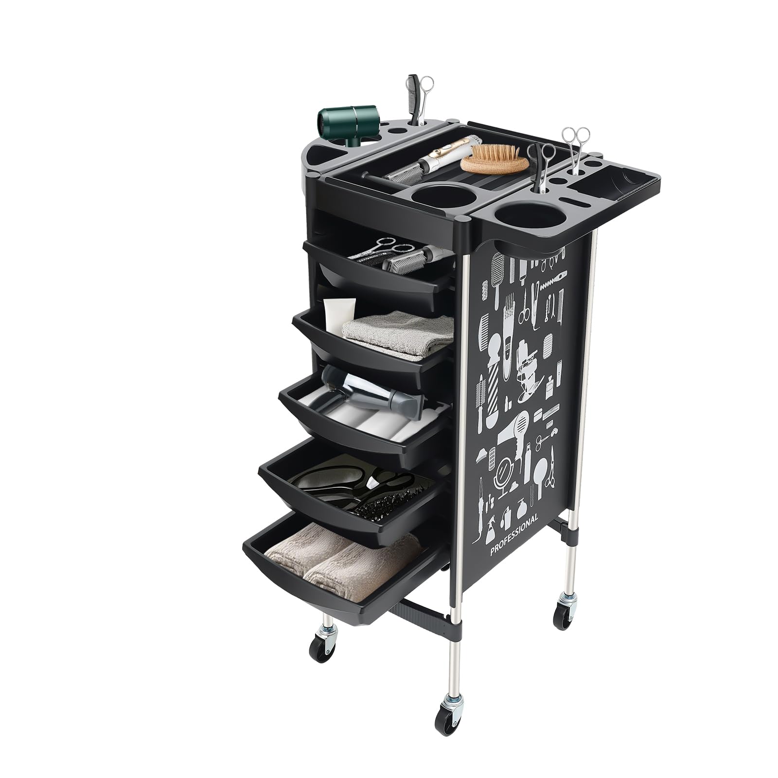 Friseurwagen Mit 5 Schubladen - Rollender Salonwagen Für Friseurbedarf
