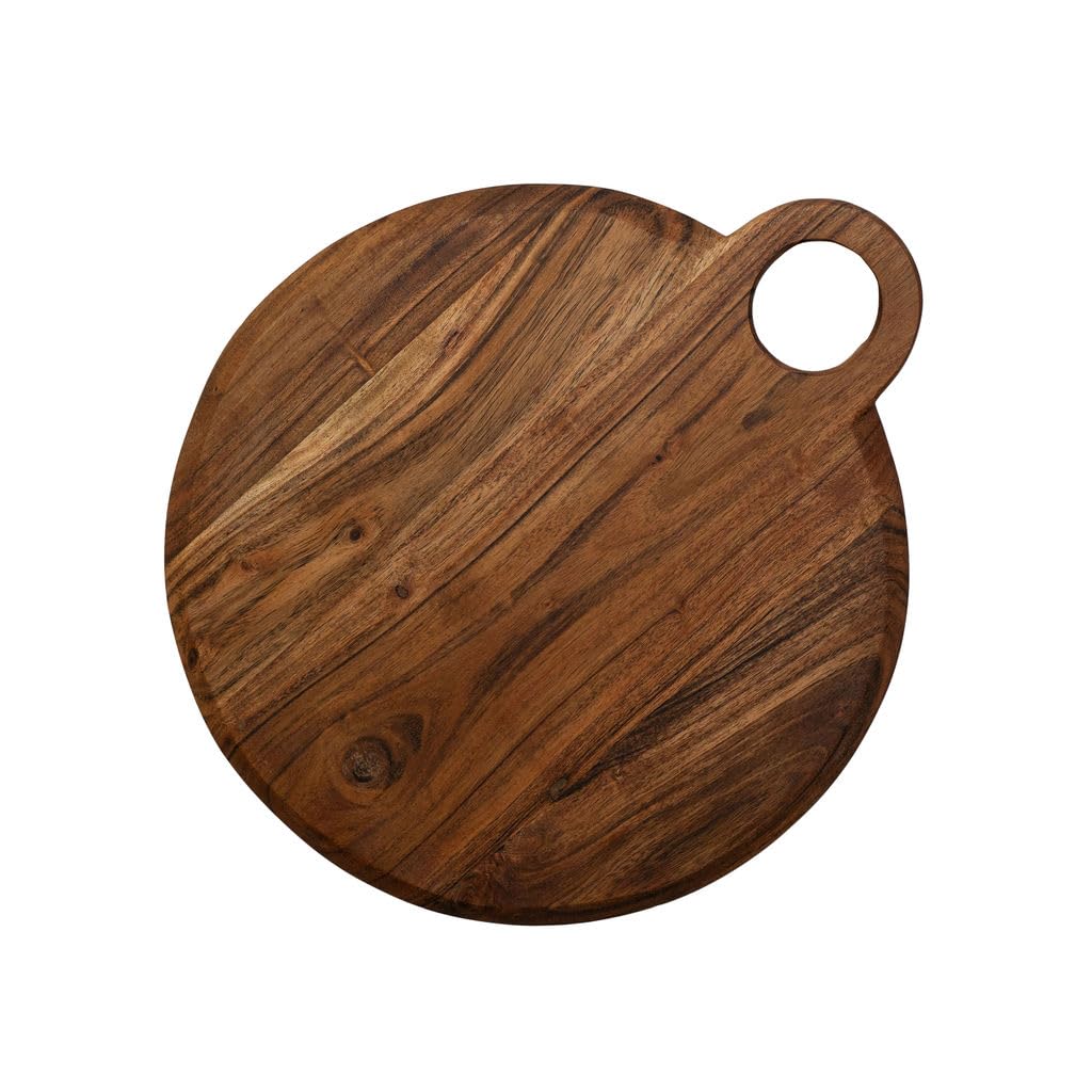 Arthur Cameron Brown - Pessac, Acacia Wooden Serving Board Or Pizza Peel - This Round Chopping Board Is A Perfect Kitchen Essential & Tableware