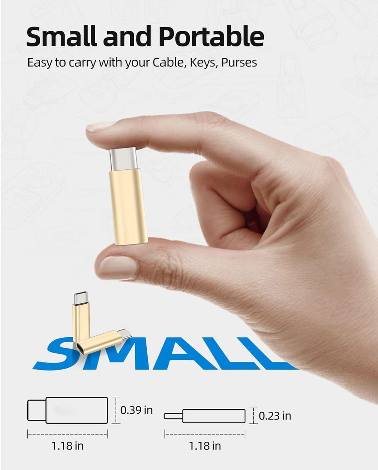 2Pack Lightning to USB C Adapter for iPhone15,PD Fast Charging Compatible with iPhone 15 Series/MacBook/Laptop/iPad/Samsung and More Type C Devices,Support Data Transmission,Compact Design-Golden
