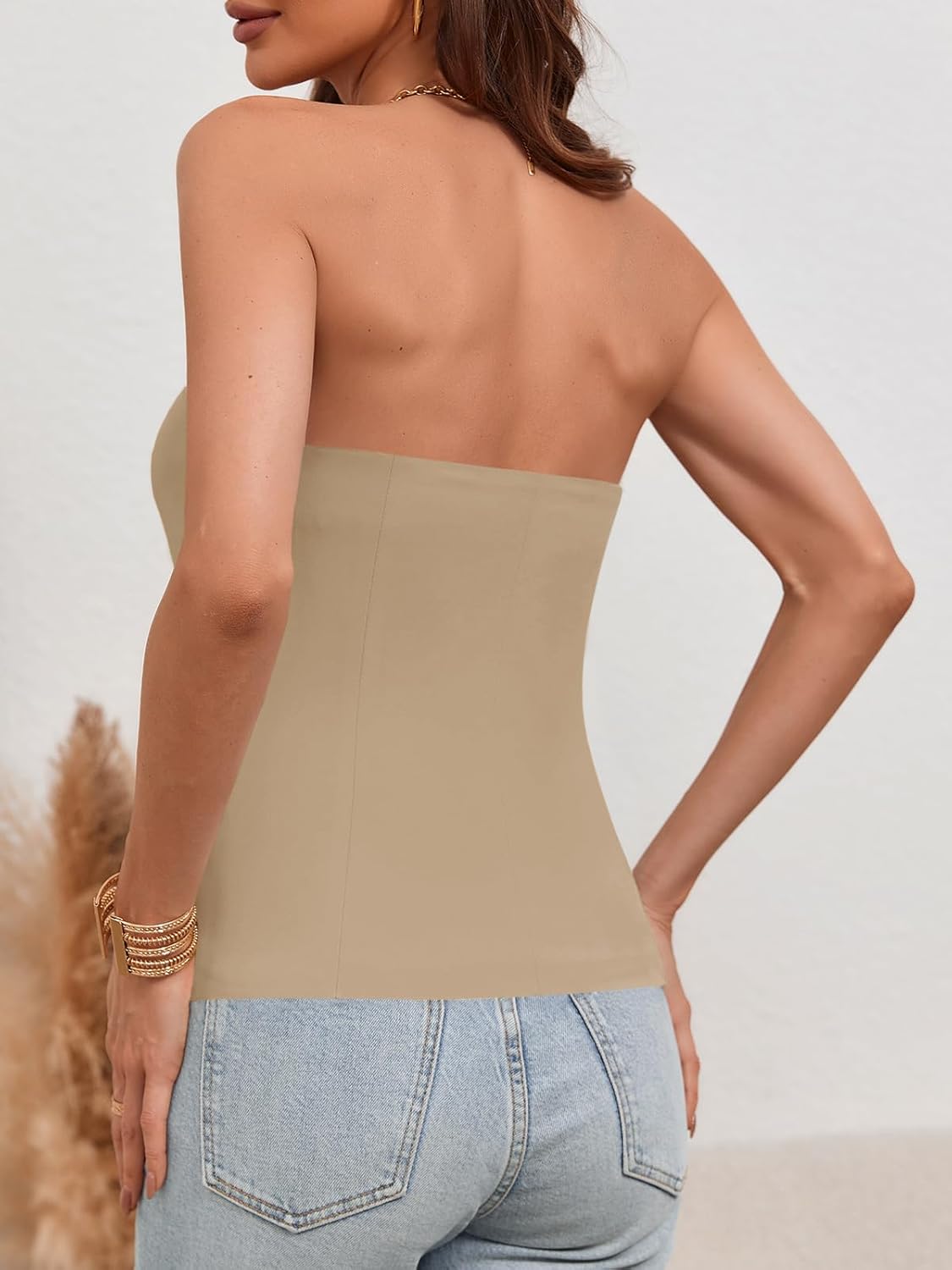 Cicy Bell Notched Neck Tube Tops Blazer Sleeveless Button Fitted Strapless Work Blazer Vest - Image 3