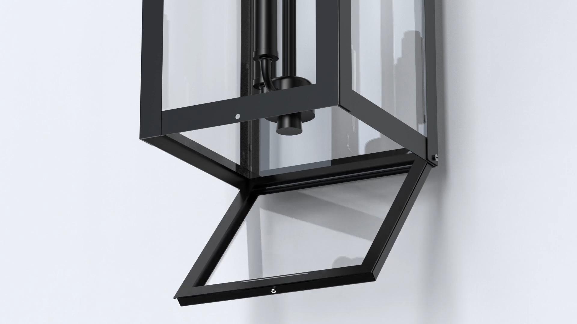 Image of 24 inch Extra Large Fully Enclosed Outdoor Light Fixture 3-Light, Coach Lights | Anti-Rust Waterproof Outdoor Wall Lights, Black Modern Exterior Lighting Fixtures Front Porch Light for House, E12, 2-Pack