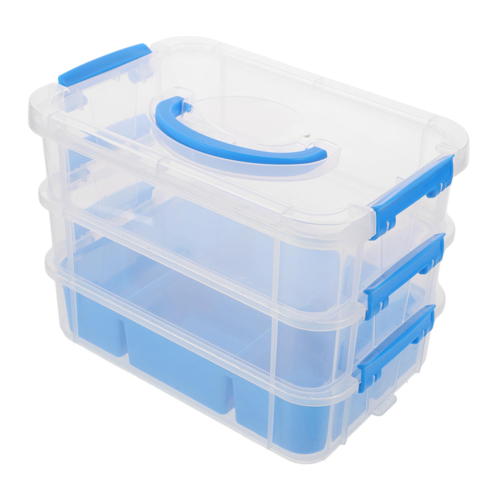 Stapelbare mit Fächern Aufbewahrungsbox mit Deckel aus Kunststoff Multifunktionaler Organizer für Spielzeug und Bastelmaterial für Büro und Outdoor Aktivitäten