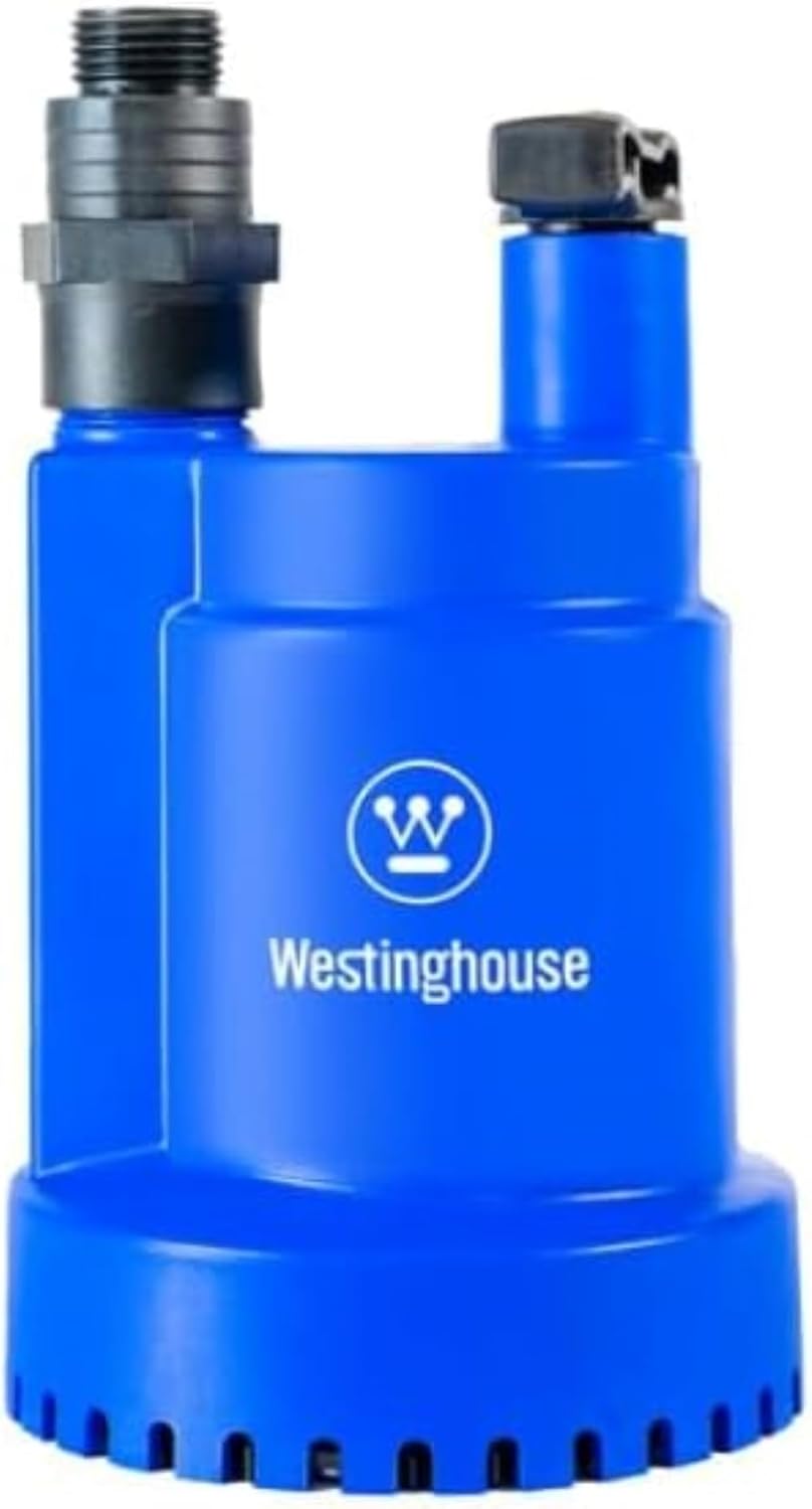 Westinghouse Bomba de agua sumergible de 14 HP Bomba de sumidero portátil eléctrica termoplástica 1500 GPH - Bomba de agua de transferencia para