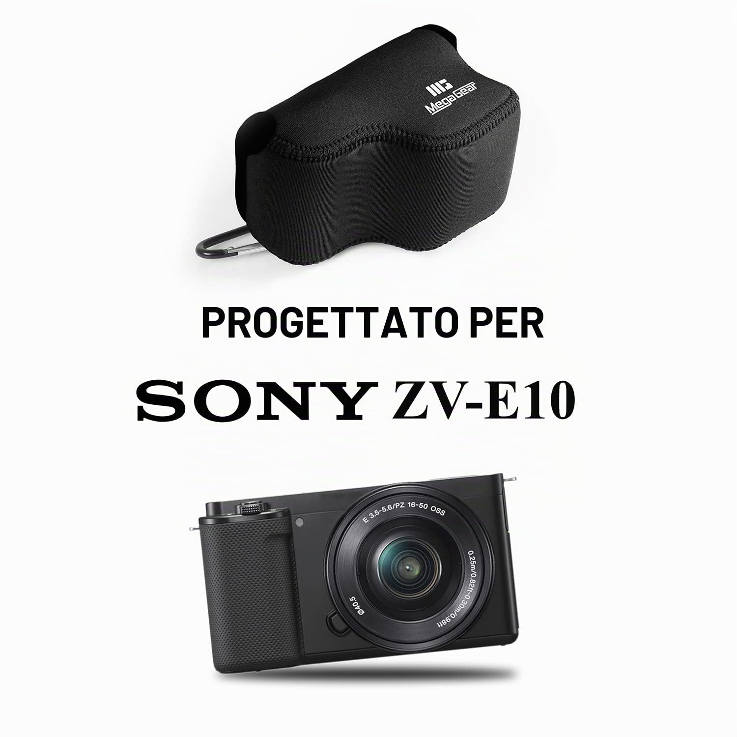 MegaGear Custodia per fotocamera in neoprene ultraleggera compatibile con Sony ZV-E10 (Nero)