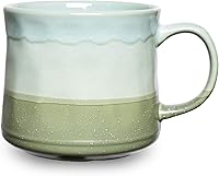 Vista 62 de Bosmarlin Large Stoneware Coffee Mug, Big Tea Cup for Office and Home, 21 Oz, Dishwasher and Microwave Safe, 1 PCS (Geometry-Green)