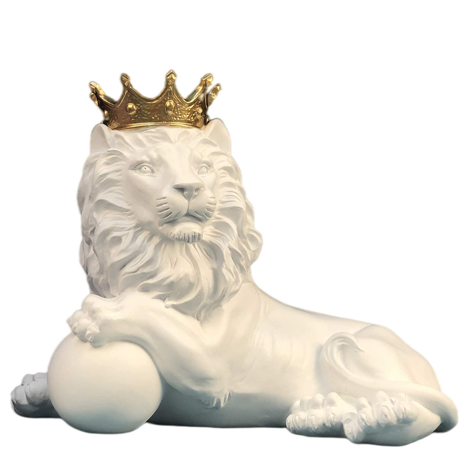 YXCQHZM Lion Statue Craft Statue Resin Lion Collector Figure Decoration Sculpture for Office Living Room Bar Cafe Home Decor (white)