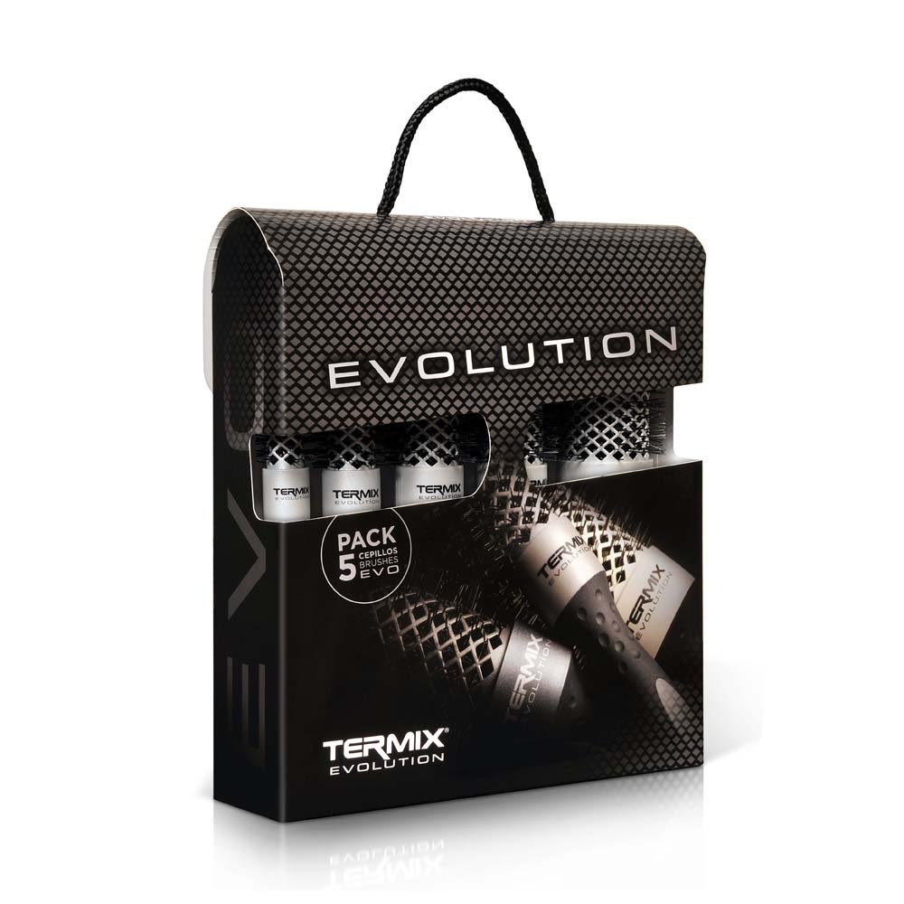 TermixPack Evolution Basic - Hairbrushes for Normal Hair with ionized bristles for Hair of Medium Thickness- It Includes 5 diameters Ø 17, 23, 28, 32 y 43 mm