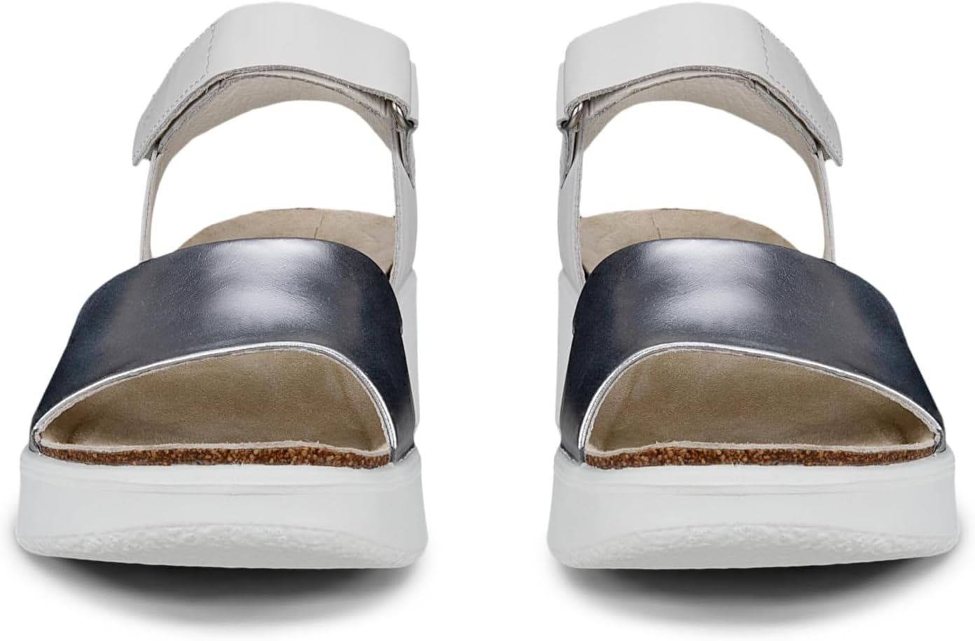 ECCO Women's Flowt Wedge Cork Sandal, PURE SILVER/WHITE, 7-7.5 - Image 2