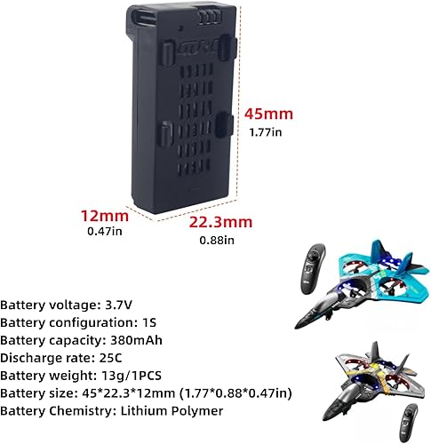 Miniatura 2 de sea jump 3.7V 380mAh Li Po batería conveniente para V17 Fighter modelo planeador espuma cuatro ejes UAV piezas de batería de repuesto