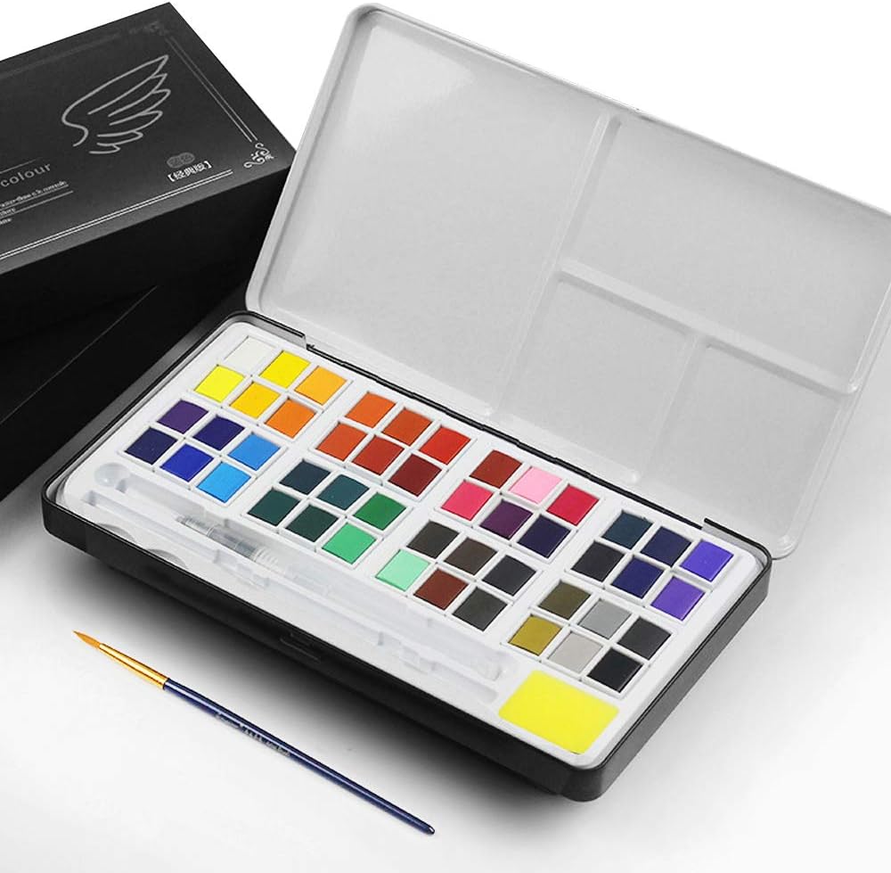 Watercolor Paint Set – Lankerx 36 Colors Foldable & Portable Solid Pigment Watercolour Paint Set with Metal Ring, Painting Essential Set for Artists, Students or Hobbyists