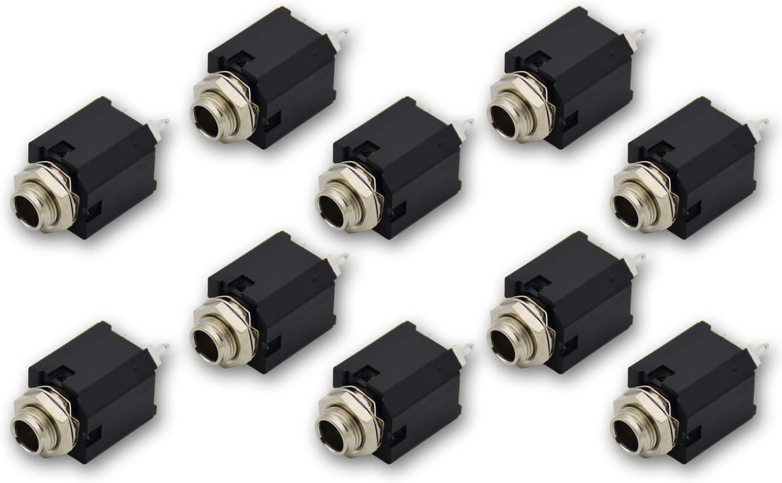 Czyuntuo Audio 1/4" Jack Female 6.35mm TRS Stereo Panel Mount Socket Guitar Input Jack,Patch Cables, Microphone Connector Adapter-No ON/Off Type 10 Pack