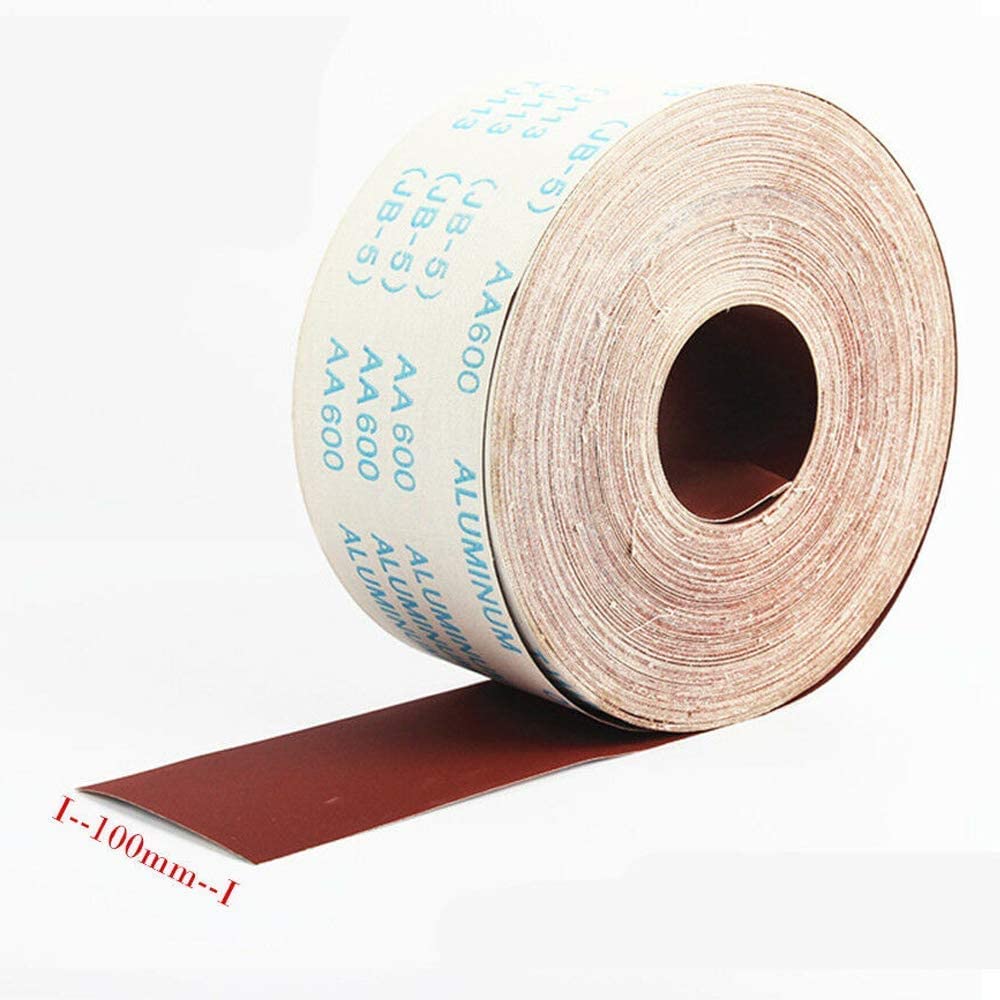 Rollos de lija abrasivos de 10 x 100 mm, rollo de papel de lija para metal y madera, grano 180