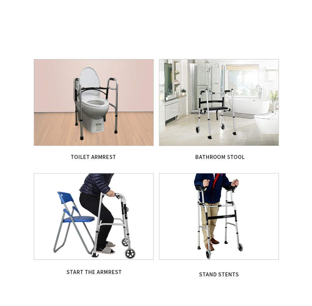 QHYTL Rollator do rehabilitacji na stojąco Chodzik na kółkach Osoba niepełnosprawna Rama poręczy Stop aluminium Lekki składany Antypoślizgowy rehabilitacyjny sprzęt treningowy Kula Interesting