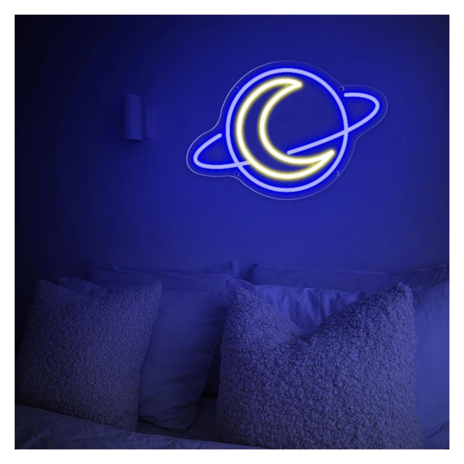 Decoración Lámparas Luces De Neón De Luna, Luces Nocturnas Regulables Alimentadas Por USB Para Sala De Juegos, Decoración De Luces Colgantes De Pared De Tienda 27.44cmx30cm