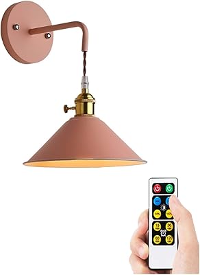 Amazon Co Jp Nue 無線産業壁のライト電池操作リモコンledの暖かいライトビンテージ屋内ウォールランプシェードピンクの家のコーヒーショップの戸口 Cn Color Warm Light ホーム キッチン