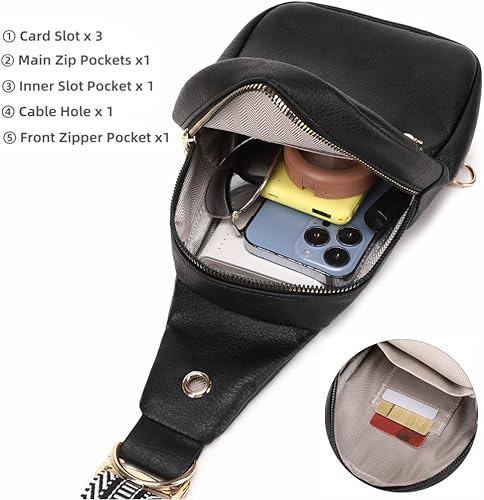 Miniatura 5 de WSRYDLDJ - Bolso bandolera pequeño de cuero para mujer, Negro Bo