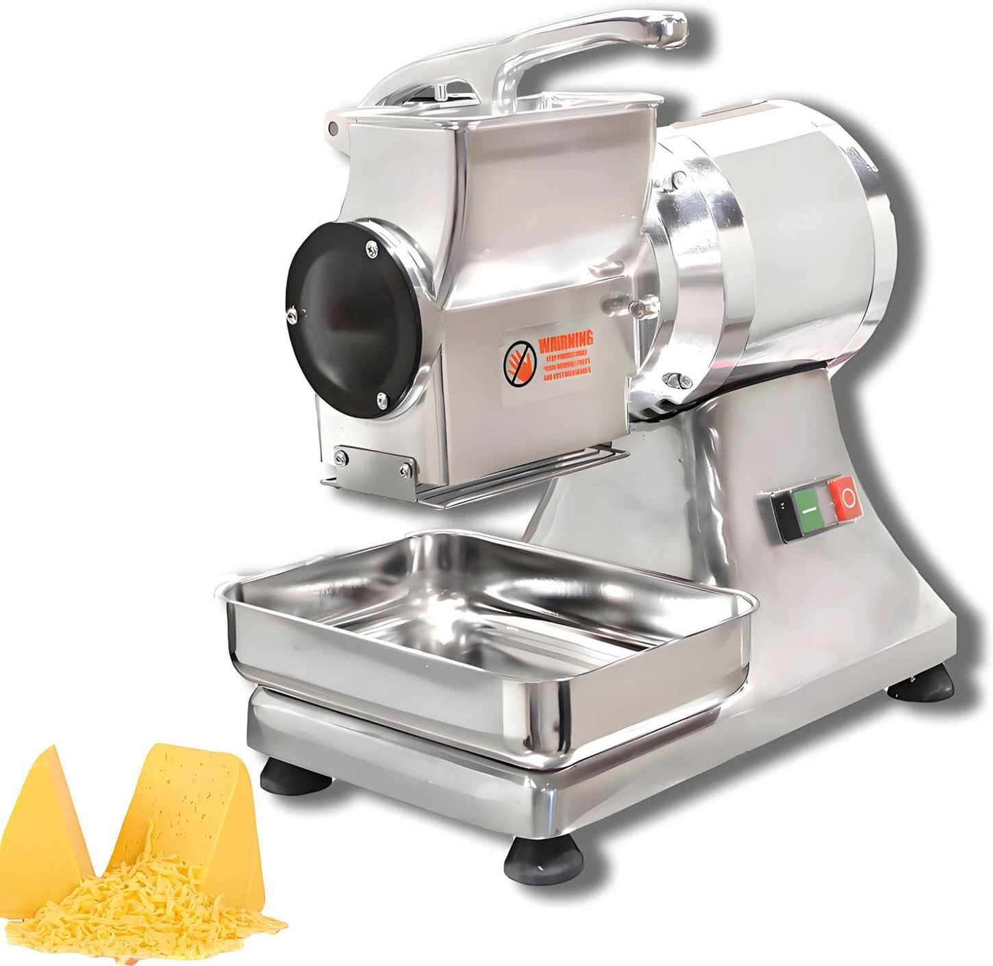 550W Commercial Electric Cheese Grater Grinder,stainless steel, for Cheese Butter Cheese Bread Bran, 0.75HP/550W, 40kg/hour, Enlarged Inlet and Outlet