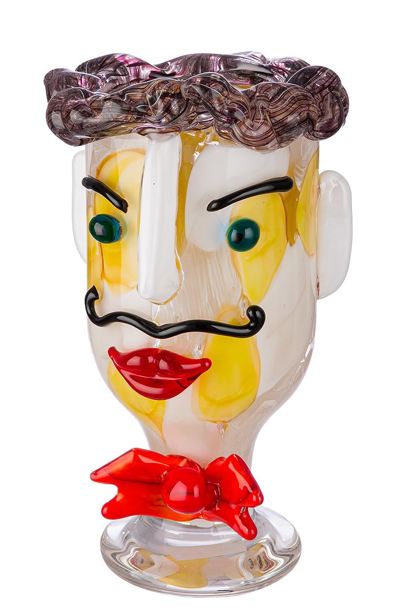 GILDE GLAS art Deko Vase Gesichtsvase - Vase aus Farbglas - Dekoration Wohnzimmer Geschenk für Frauen Männer Höhe 29 cm Mehrfarbig