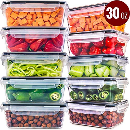Fullstar Food Storage Containers with Lids [10 Pack, 30 Ounce] Food Containers with Lids
