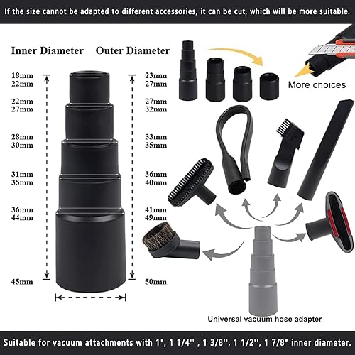 Miniatura 3 de 13Pcs Universal Vacuum Attachment Kit 1-1/4" Vacuum Hose Adapter Wet Dry Plastic Vacuum Cleaners Accessories with Extension Wand Horse Hair Brush