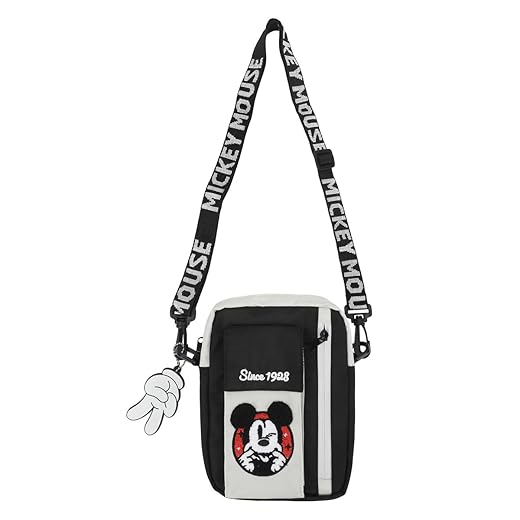 Disney Mickey Mouse Classic Silly Mickey Face Adult Black Crossbody Mini Messenger Bag