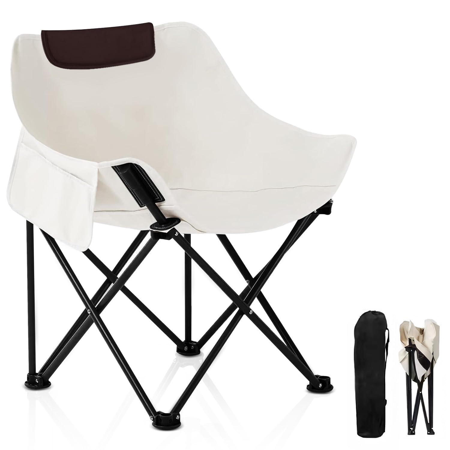 T Tersely Heavy Duty Folding Camping Chairs with Side Pockets, Lightweight and Portable, Supports up to 200Kg for Fishing, Camping, Picnics, BBQs, Beach & Outdoor Activities