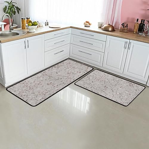 Vista 41 de Tapete de cocina acolchado con patrón de estrellas brillantes, antifatiga, juego de 2 piezas, duradero, resistente a las manchas, parte inferior