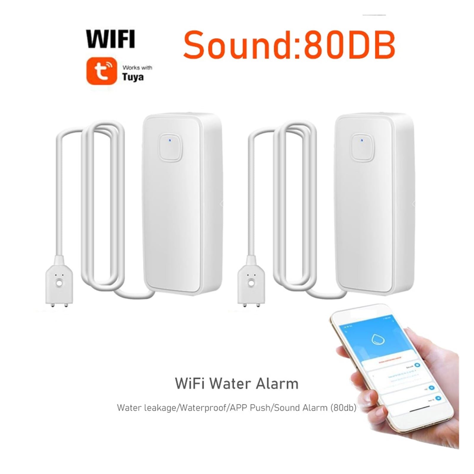 SystèMes De SéCurité Domestique Capteur De Fuite d'eau Tuya WiFi, Détecteur De Fuite d'eau Ou Alerte D'inondation, Système D'alarme De Sécurité De Débordement(C WiFi Water Sensor)