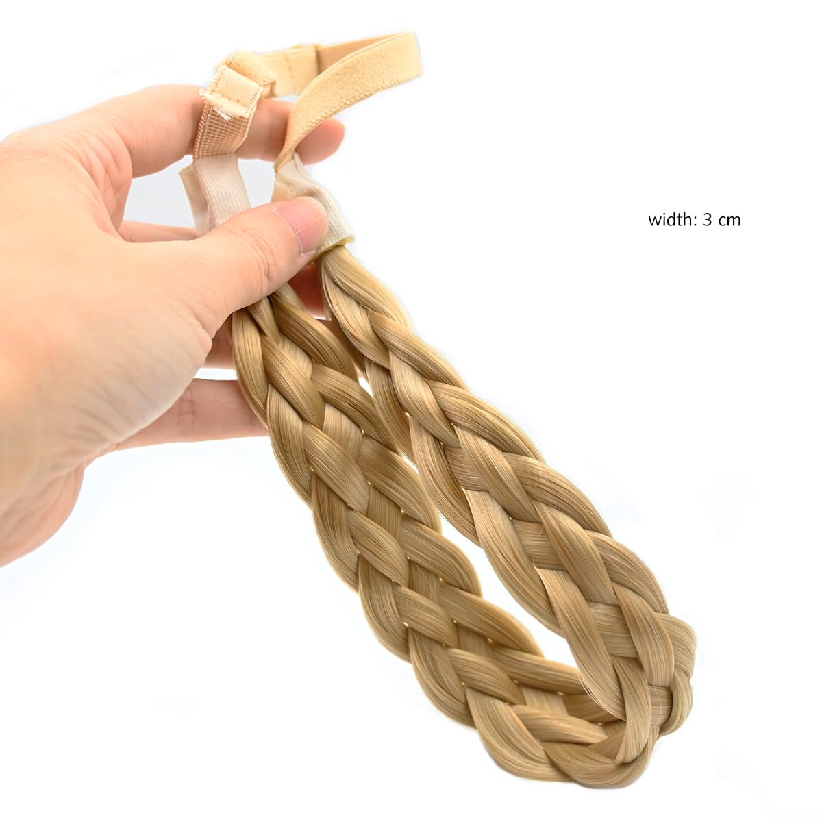 Yamel Braid Headband Adjustable 5 Strand Braided Hairbands for Women Mix Light Blonde Synthetic Hair Plait Hairband Braided Headband Elastic - Image 2