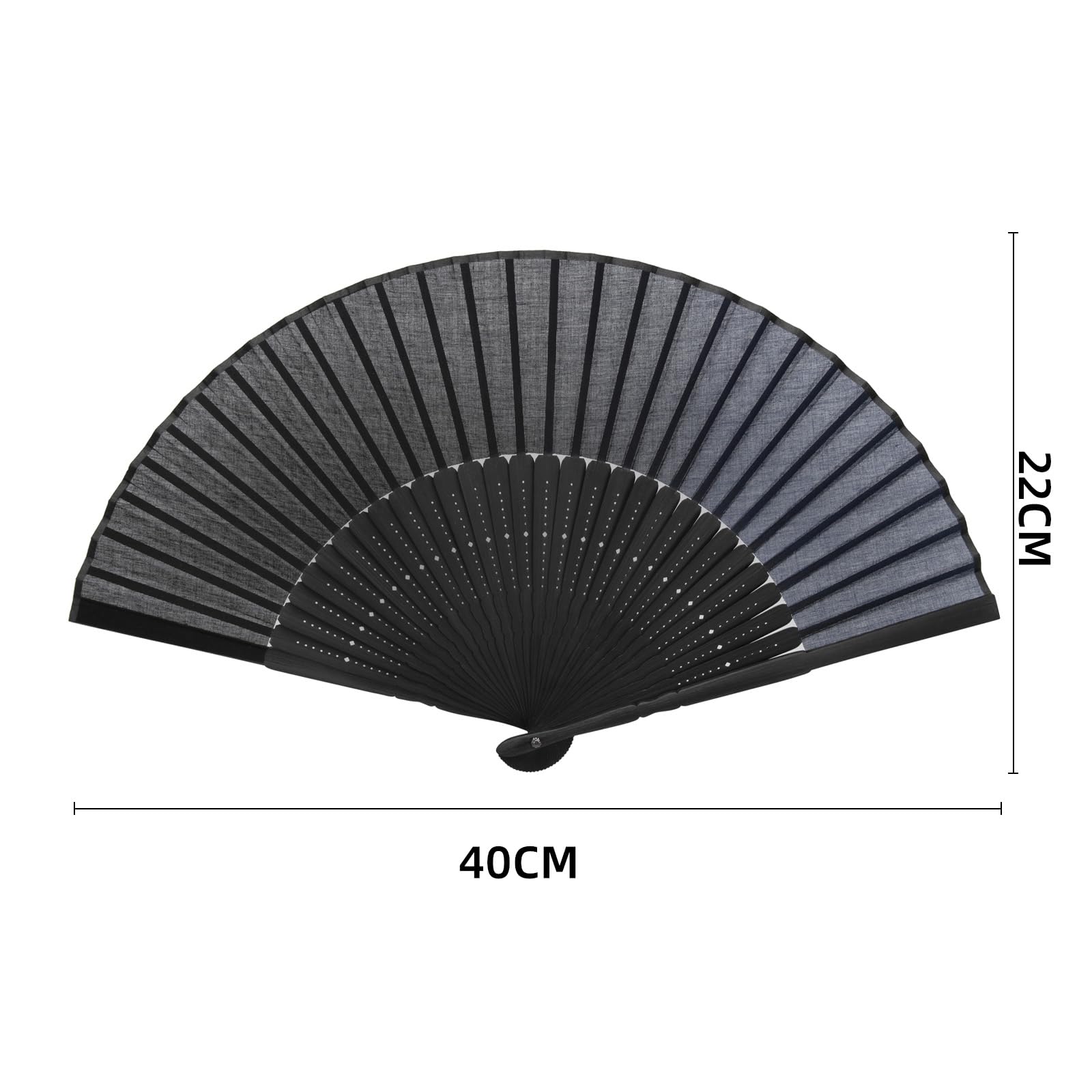 Senman Men's Cotton Folding Fan, Black Bone Bamboo
