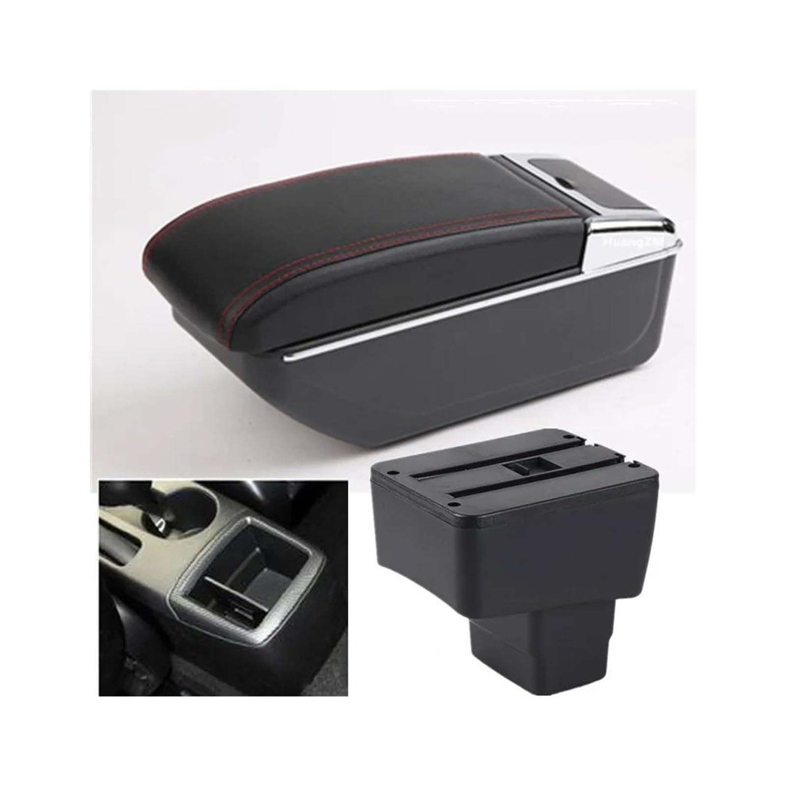 RESPUNEKBAH Car Armrest Storage Box For Mazda CX-3 For Mazda 2 For Skyactiv Version Cx3 CX-3 15-22 Car Accessories Armrest Box(B1 red line NO USB)
