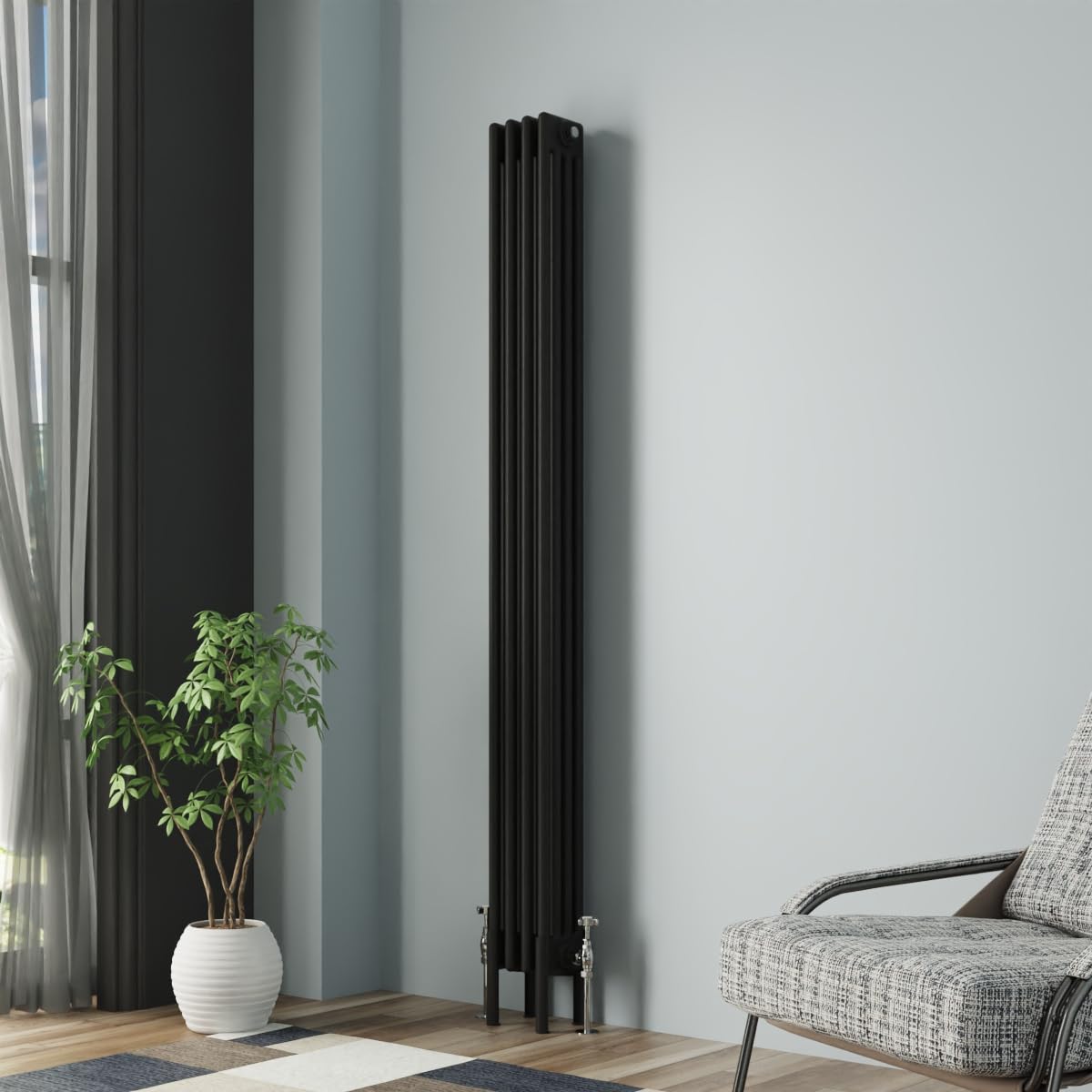 Nrg Black Traditional Cast Iron Radiator Four Column 1800X200mm Interior Designer Bathroom Radiators