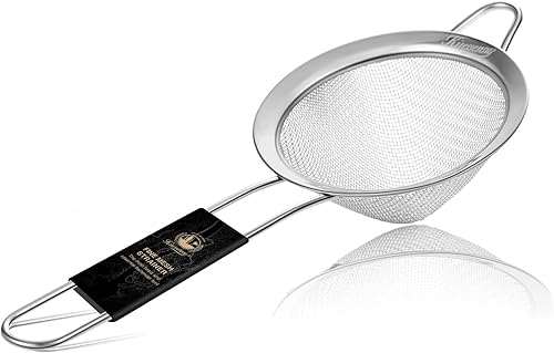 KITESSENSU Colador de malla fina, colador de malla pequeño de acero inoxidable 188 con asa, colador de cóctel efectivo en forma de cono de 3.3
