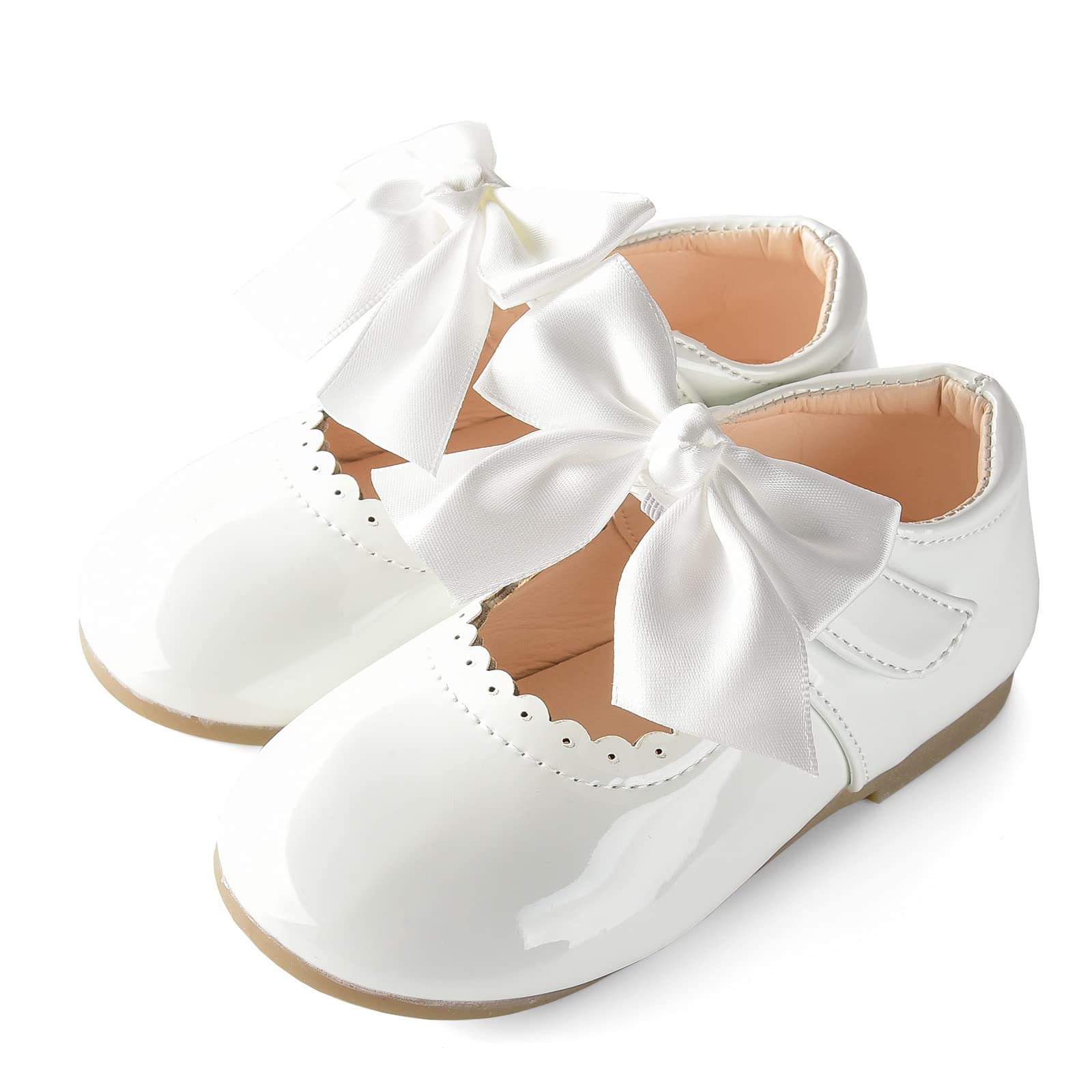 JerrisApparel Chaussures Fille Vernis Nœud Robe Mary Jane Plates