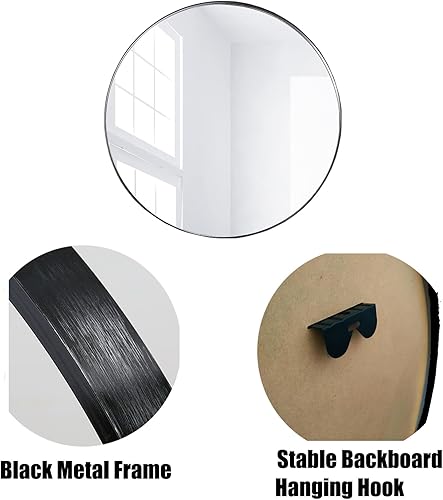 Miniatura 5 de QKA Espejo redondo de pared para baño, espejos circulares de 15.7 pulgadas, con marco de aluminio acabado para sala de estar, dormitorio, entrada