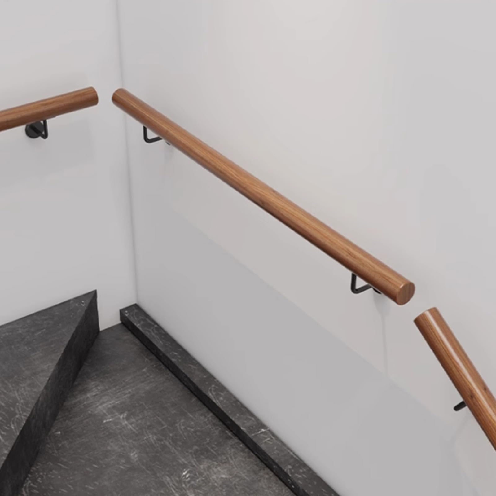 Pasamanos para Escaleras Interiores Exteriores Pasamanos de Madera Barandilla para Escaleras de Pared con 2 Soportes de Acero Inoxidable Asidero de Seguridad para Barandilla (40cm)