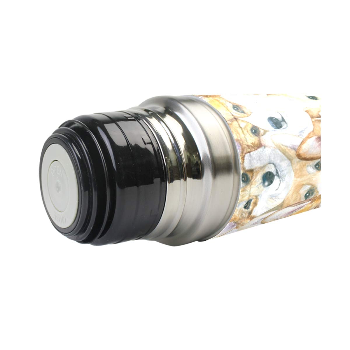 Taza de viaje aislada al vacío de acero inoxidable con doble pared a prueba de fugas, botella de agua con diseño de cachorro galés con estampado personalizado de perro de 500 ml